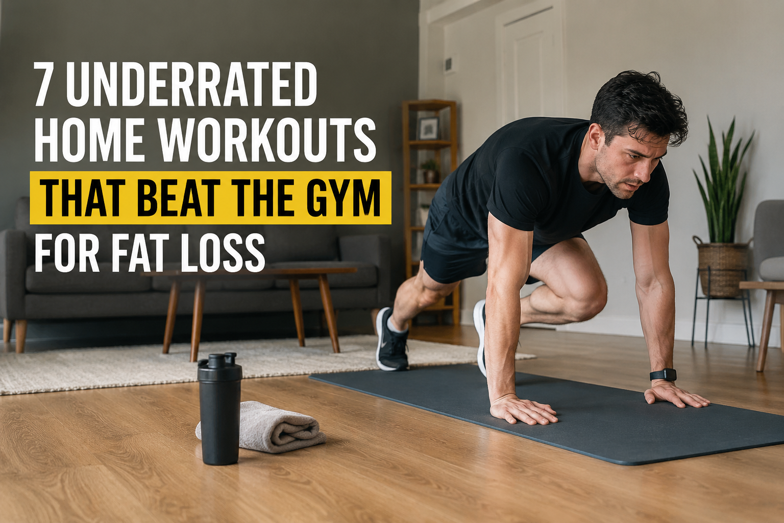 "Person doing bodyweight excercise at home"