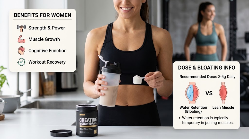 woman mixing creatine monohydrate into water